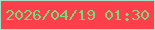 文字の大きさ：3、枠の色：a5ddc9、背景の色：fd3f4b、文字の色：7ed97e 無料ブログパーツのブログ時計