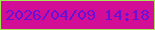 文字の大きさ：1、枠の色：a5e654、背景の色：d20d96、文字の色：6611d5 無料ブログパーツのブログ時計