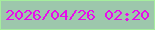 文字の大きさ：5、枠の色：a5ee9d、背景の色：9dc7ac、文字の色：e70ceb 無料ブログパーツのブログ時計