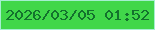 文字の大きさ：4、枠の色：a5efd0、背景の色：41d74a、文字の色：13722d 無料ブログパーツのブログ時計