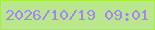 文字の大きさ：4、枠の色：a5f03b、背景の色：bae68d、文字の色：a584f9 無料ブログパーツのブログ時計