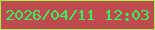 文字の大きさ：5、枠の色：a5f050、背景の色：c04b4e、文字の色：34f55d 無料ブログパーツのブログ時計