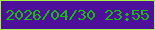 文字の大きさ：4、枠の色：a5f14b、背景の色：4e109b、文字の色：18bc0d 無料ブログパーツのブログ時計