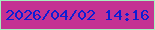 文字の大きさ：5、枠の色：a5f1be、背景の色：c43293、文字の色：0d1ed4 無料ブログパーツのブログ時計