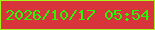 文字の大きさ：3、枠の色：a5f61a、背景の色：d7343c、文字の色：28f804 無料ブログパーツのブログ時計
