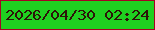 文字の大きさ：4、枠の色：a60124、背景の色：1fd020、文字の色：2d1408 無料ブログパーツのブログ時計