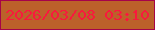 文字の大きさ：4、枠の色：a60349、背景の色：bc612a、文字の色：f8193d 無料ブログパーツのブログ時計