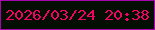 文字の大きさ：5、枠の色：a604ac、背景の色：040e02、文字の色：f00365 無料ブログパーツのブログ時計