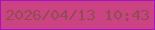 文字の大きさ：1、枠の色：a611c5、背景の色：cc4384、文字の色：904d4d 無料ブログパーツのブログ時計
