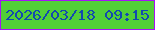 文字の大きさ：1、枠の色：a612f6、背景の色：52cf37、文字の色：1249af 無料ブログパーツのブログ時計
