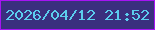 文字の大きさ：5、枠の色：a614f3、背景の色：3a2f7e、文字の色：5bcdee 無料ブログパーツのブログ時計