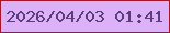 文字の大きさ：2、枠の色：a6152b、背景の色：ddb1f7、文字の色：5b3d7e 無料ブログパーツのブログ時計