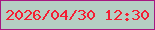 文字の大きさ：2、枠の色：a61881、背景の色：b5cec3、文字の色：f51e33 無料ブログパーツのブログ時計