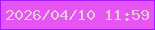 文字の大きさ：4、枠の色：a618f9、背景の色：e754f4、文字の色：e8cada 無料ブログパーツのブログ時計