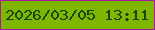 文字の大きさ：4、枠の色：a61a9d、背景の色：7eb602、文字の色：154811 無料ブログパーツのブログ時計