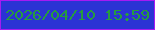 文字の大きさ：1、枠の色：a61af2、背景の色：2b33d4、文字の色：269c3f 無料ブログパーツのブログ時計