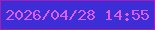 文字の大きさ：1、枠の色：a61db4、背景の色：3c2dd7、文字の色：de5cfa 無料ブログパーツのブログ時計