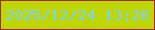 文字の大きさ：4、枠の色：a6260e、背景の色：bed605、文字の色：7ed5f2 無料ブログパーツのブログ時計