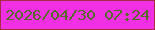 文字の大きさ：4、枠の色：a62c44、背景の色：f230e3、文字の色：576a2a 無料ブログパーツのブログ時計