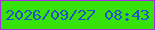 文字の大きさ：1、枠の色：a62fe5、背景の色：37e20a、文字の色：2352c5 無料ブログパーツのブログ時計