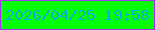 文字の大きさ：5、枠の色：a631f5、背景の色：04fe05、文字の色：13abd5 無料ブログパーツのブログ時計