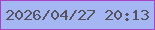 文字の大きさ：5、枠の色：a643c0、背景の色：a5b7f3、文字の色：57535e 無料ブログパーツのブログ時計