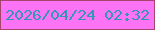 文字の大きさ：3、枠の色：a6456b、背景の色：fc73f6、文字の色：3695b2 無料ブログパーツのブログ時計