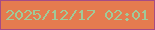 文字の大きさ：3、枠の色：a64b85、背景の色：e57b4f、文字の色：a0ca99 無料ブログパーツのブログ時計