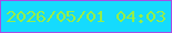 文字の大きさ：1、枠の色：a64ee6、背景の色：15dbfd、文字の色：95ee48 無料ブログパーツのブログ時計