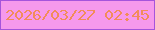 文字の大きさ：2、枠の色：a654db、背景の色：f699ec、文字の色：f28c5a 無料ブログパーツのブログ時計