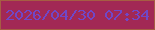 文字の大きさ：4、枠の色：a65d43、背景の色：a22855、文字の色：7047c7 無料ブログパーツのブログ時計