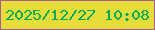 文字の大きさ：4、枠の色：a65e8f、背景の色：e6dd3b、文字の色：01ab56 無料ブログパーツのブログ時計