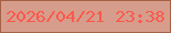 文字の大きさ：4、枠の色：a66044、背景の色：d79d8c、文字の色：fb584b 無料ブログパーツのブログ時計