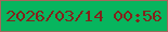文字の大きさ：1、枠の色：a6655b、背景の色：07b55e、文字の色：83221b 無料ブログパーツのブログ時計
