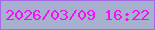 文字の大きさ：1、枠の色：a669e5、背景の色：a8b0cf、文字の色：f211f1 無料ブログパーツのブログ時計