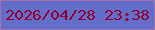 文字の大きさ：5、枠の色：a671a7、背景の色：636ec8、文字の色：940035 無料ブログパーツのブログ時計