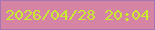 文字の大きさ：4、枠の色：a673b4、背景の色：d684a4、文字の色：cbe92e 無料ブログパーツのブログ時計