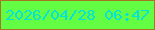 文字の大きさ：4、枠の色：a67624、背景の色：63fd44、文字の色：04e2da 無料ブログパーツのブログ時計