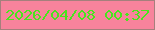 文字の大きさ：5、枠の色：a67f7c、背景の色：f8839c、文字の色：49e51d 無料ブログパーツのブログ時計