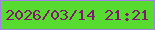 文字の大きさ：3、枠の色：a680e4、背景の色：58db31、文字の色：811a6b 無料ブログパーツのブログ時計