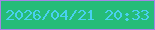 文字の大きさ：5、枠の色：a684e7、背景の色：25bc79、文字の色：49d0ef 無料ブログパーツのブログ時計