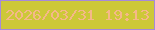 文字の大きさ：1、枠の色：a68ada、背景の色：cdc838、文字の色：f5b889 無料ブログパーツのブログ時計