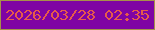 文字の大きさ：3、枠の色：a6914a、背景の色：7f04a4、文字の色：e75b4a 無料ブログパーツのブログ時計