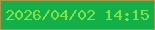 文字の大きさ：3、枠の色：a69846、背景の色：13af49、文字の色：80e347 無料ブログパーツのブログ時計