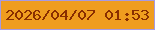文字の大きさ：4、枠の色：a69ae2、背景の色：ef9d1f、文字の色：892e00 無料ブログパーツのブログ時計