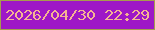 文字の大きさ：3、枠の色：a69c4e、背景の色：9e17c7、文字の色：f5b492 無料ブログパーツのブログ時計