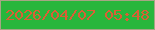 文字の大きさ：4、枠の色：a6a584、背景の色：28b63c、文字の色：da5f35 無料ブログパーツのブログ時計