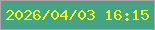 文字の大きさ：2、枠の色：a6a5a6、背景の色：46a486、文字の色：ecff10 無料ブログパーツのブログ時計