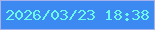 文字の大きさ：1、枠の色：a6b0ed、背景の色：3c8af1、文字の色：6bf9ee 無料ブログパーツのブログ時計