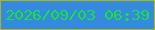 文字の大きさ：2、枠の色：a6b61b、背景の色：3589df、文字の色：1be13c 無料ブログパーツのブログ時計